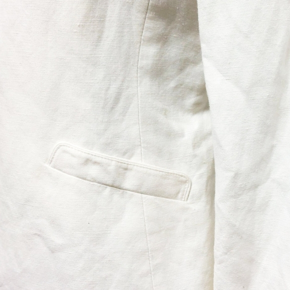 Tahari Arthur S. Levin Womens Off White Linen Petite Jacket Snap Closure Sz 8P - Picture 6 of 9